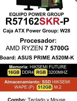 Equipo Power Group R57162SKR-P AMD Ryzen 5 5600GT - Comprar en ZonaTech